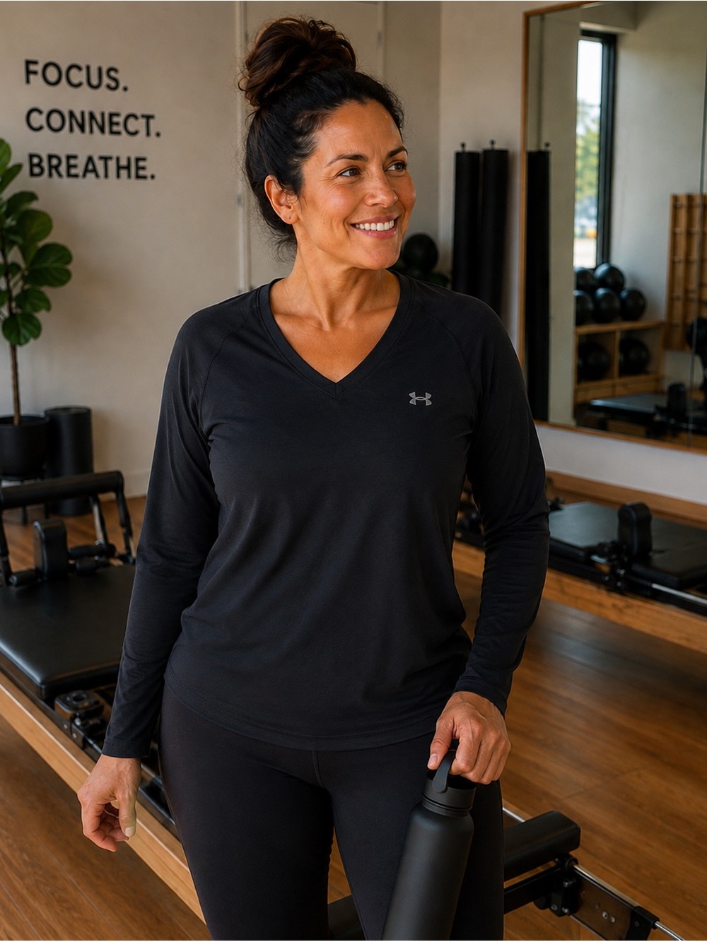 Under Armour V-Neck Long Sleeve Shirt - Black